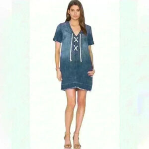 NWOT Mark Lace Up Denim Jean Mini Dress Women’s Size Small